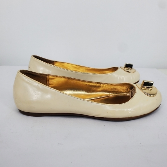 Coach Shoes Women 6B Judyann Patent Leather Flats Q429 White Gold - Picture 7 of 9
